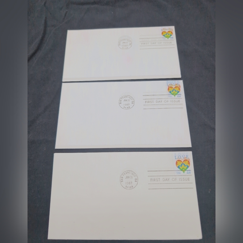 1987 Love Stamp First Day Issue Covers Set Of 3